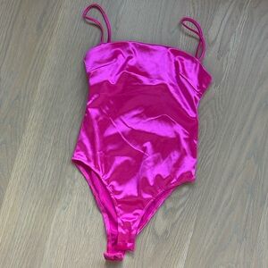 South Moon under bodysuit  satin hot pink stretch xs nwot tag ripped out
